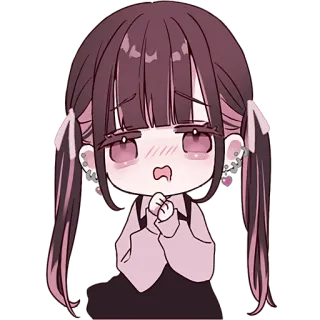 😦 Anime meisje, Chibi, Schattig, Kawaii, Cartoon, Sticker telegram sticker