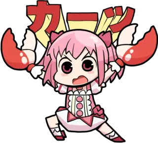 😠 カニ Krab, Anime, Manga, Kawaii, Schattig, Roze telegram sticker