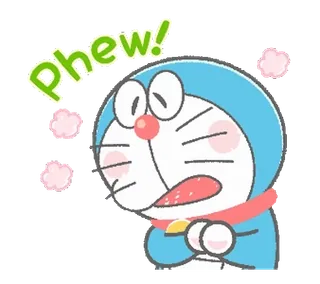 💬 Doraemon Phew! doraemon, hoạt hình, kiệt sức, anime, kawaii telegram sticker