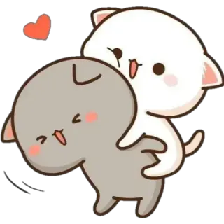 🐴 chat, mignon, dessin animé, amour, cœur whatsapp sticker