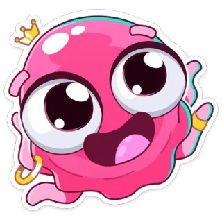 😱 cute, cartoon, pink, sticker, character, eyes, crown telegram sticker
