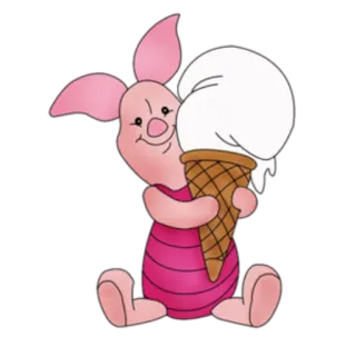 🍦 Piglet Leitão, Ursinho Pooh, sorvete, desenho animado, animal telegram sticker
