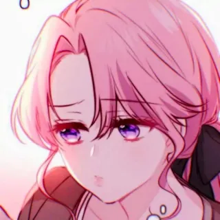 🎟 Anime, Różowe włosy, Kobieta, Dziewczyna, Kreskówka, Portret telegram sticker