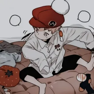🩹 Styl anime, Postać z kreskówki, Chłopiec, Kapelusz telegram sticker