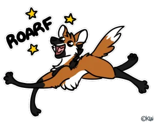 🗣 ROARF cane, volpe, animale, cartone animato, carino telegram sticker