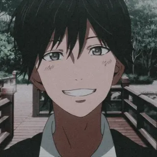 🩸 Anime, Anak laki-laki, Senyum, Potret, Manga telegram sticker
