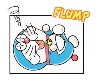 💬 Doraemon FLUMP 도라에몽, 만화, 애니메이션, 고양이, 웃긴, 귀여운 telegram sticker