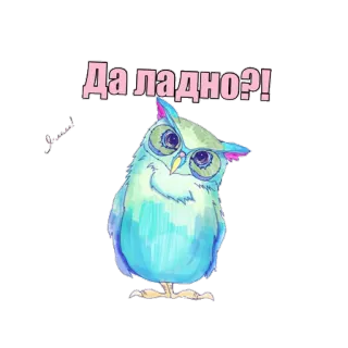 😲 Да ладно?! búho, lindo, gracioso, ruso, pegatina whatsapp sticker