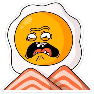 😬 ei, speck, frühstück, cartoon, essen, aufkleber, wütend telegram sticker