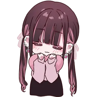 🤗 Anime, Schattig, Meisje, Verdrietig, Roze, Harten telegram sticker