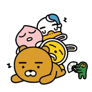 💬 캐릭터, 귀여운, 만화, 자는, 카카오프렌즈 whatsapp sticker