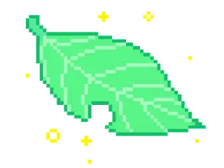 💚 leaf, nature, pixel art, green telegram sticker