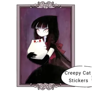 🎨 Creepy Cat Stickers kot, naklejka, straszny, gotycki, słodki telegram sticker