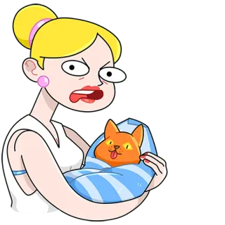 😒 Dibujo animado, Mujer, Gato, Bebé, Divertido, Mascota, Humor, Lindo telegram sticker