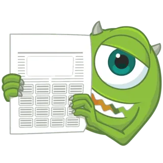 📰 Mike Wazowski Monsters, Inc. Mike Wazowski, Die Monster AG, Disney, Charakter, Monster, Taschenrechner, Einäugig telegram sticker