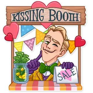😉 KISSING BOOTH
SALE cabine do beijo, promoção, romance, dinheiro, amor, desenho animado telegram sticker