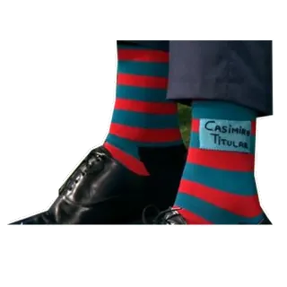 👞 CASIMIRO TITULAR socks, shoes, red, blue, striped telegram sticker