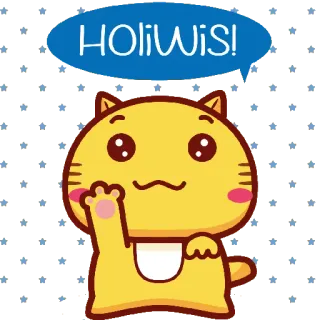 👋 HOLiWiS! Katze, niedlich, Cartoon, winkend, Gruss telegram sticker