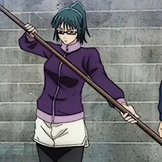 💫 Maki Zenin Jujutsu Kaisen anime, maki zenin, jujutsu kaisen, staff, weapon, character telegram sticker