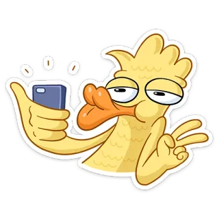 😗 pato, dibujos animados, selfie, gesto OK, humor whatsapp sticker