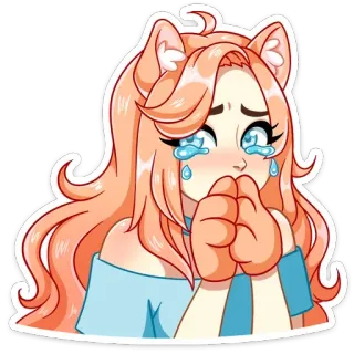 😭 anime, cat girl, crying, sad, cartoon, girl whatsapp sticker