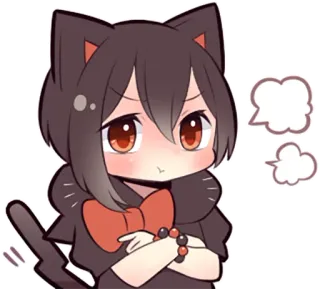 😤 gato, chibi, fofo, anime, mangá, adesivo whatsapp sticker