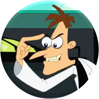 🧠 Doofenshmirtz Phineas and Ferb Cartone animato, Cattivo, Malvagio, Scienziato, Divertente whatsapp sticker