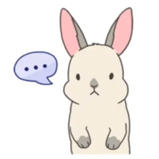 😐 lapin, animal, mignon, pensée, autocollant, dessin animé, bulle de dialogue telegram sticker