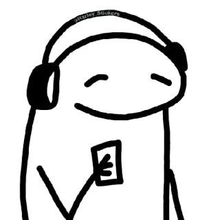 😀 musique, écouteurs, bonhomme allumette, écoute, stickers harley whatsapp sticker