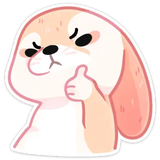 👍 conejo, animal, lindo, pegatina, dibujo animado, pulgar arriba, aprobación telegram sticker