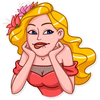 😏 Frau, blond, Cartoon, Sticker, Mädchen whatsapp sticker