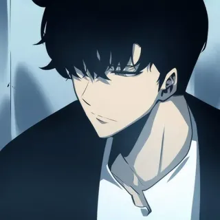 ♠️ anime, man, cartoon, black hair, portrait, sung jinwoo whatsapp sticker