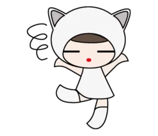 😑 chat, mignon, kawaii, dessin animé, animé, chibi, blanc telegram sticker