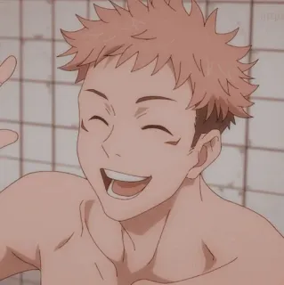 🍷 Itadori Yuji Jujutsu Kaisen Anime, Junge, lächelnd, Charakter, Anime Charakter, Jujutsu Kaisen whatsapp sticker