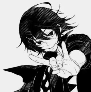🕷 anime, character, sketch, black and white, male, hand gesture telegram sticker