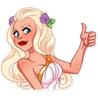 👍 Cartone animato, Pollice in su, Bionda, Donna whatsapp sticker