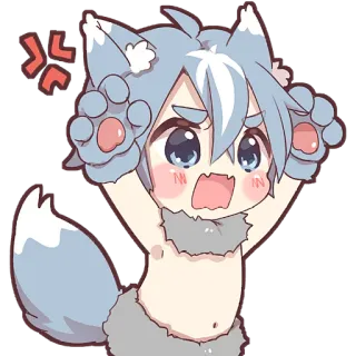 👹 Anime, Lobo, Furry, Fofo, Bravo, Adesivo telegram sticker