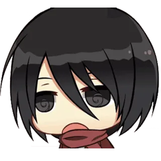 😧 Mikasa Ackerman Attack on Titan Anime, Manga, Chibi, Personage, Attack on Titan, Mikasa, Ackerman telegram sticker