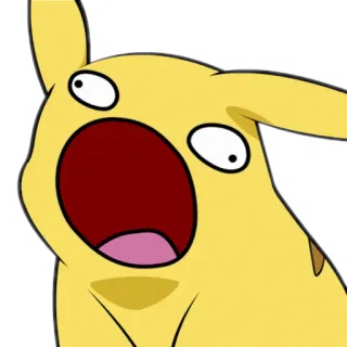 😱 Pikachu โปเกมอน, ตกใจ, ประหลาดใจ, การ์ตูน, สีเหลือง, ตลก telegram sticker