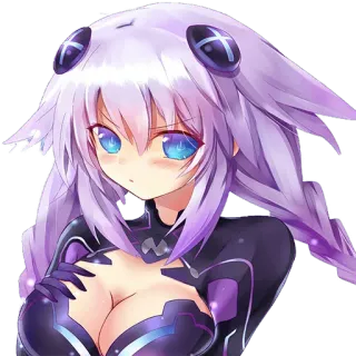 🙄 Neptune Hyperdimension Neptunia animé, jeu vidéo, cheveux violets, femme, waifu telegram sticker