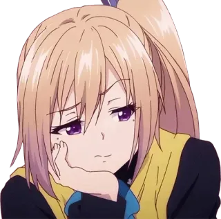 💞 anime, girl, cute, sad, ponytail telegram sticker