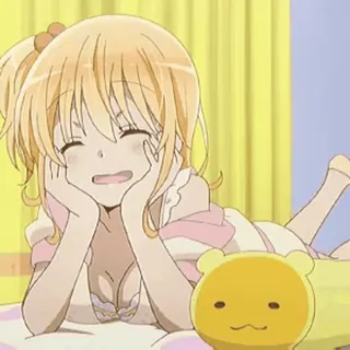 😄 anime, cartoon, lying down, cheerful, character telegram sticker