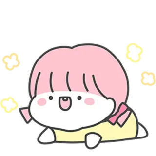 😌 süß, Cartoon, kawaii, Sticker, rosa Haare, Figur telegram sticker