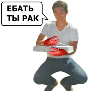 🦀 ЕБАТЬ ТЫ РАК ofensif, kepiting, menghina, Rusia, humor whatsapp sticker