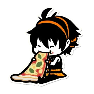 🍕 Dessin animé, Pizza, Nourriture, Anime, Mignon, Sticker whatsapp sticker