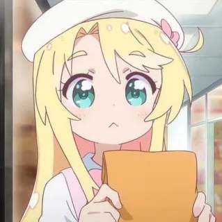 🎐 Anime, Chica, Kawaii, Linda, Rubia, Sombrero telegram sticker