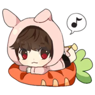 🎶 Chibi, Zanahoria, Lindo, Música, Sudadera con capucha, Conejo, Anime telegram sticker