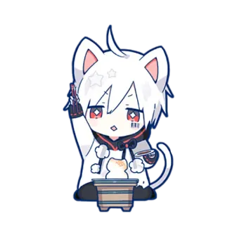 😏 anime, cat, chibi, cute, kawaii, digital art telegram sticker