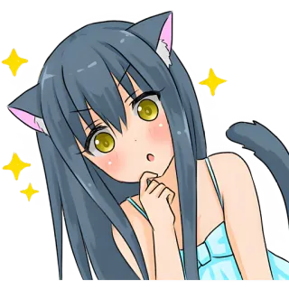 😳 kocica, anime, dziewczyna, iskierki, słodkie, kawaii telegram sticker