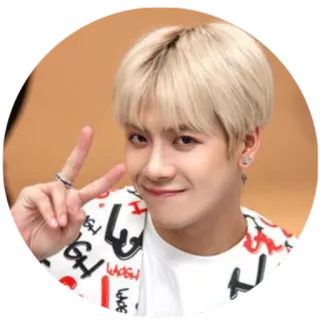 ✌ persona, hombre, retrato, sonrisa, signo de paz, kpop telegram sticker